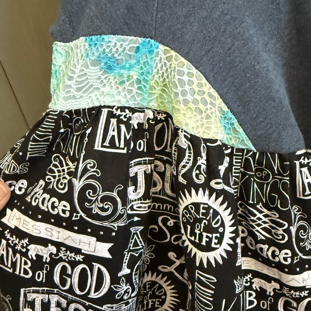 Upcycled Graphic Tee - Jesus Is My Rock - Multicolor fits up to 2x - Picture 5 of 6